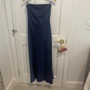 Blue strapless long dress